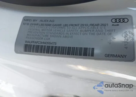 2017 Audi S6 4.0T Premium Plus from USA, damaged, VIN WAUFFAFC3HN055473